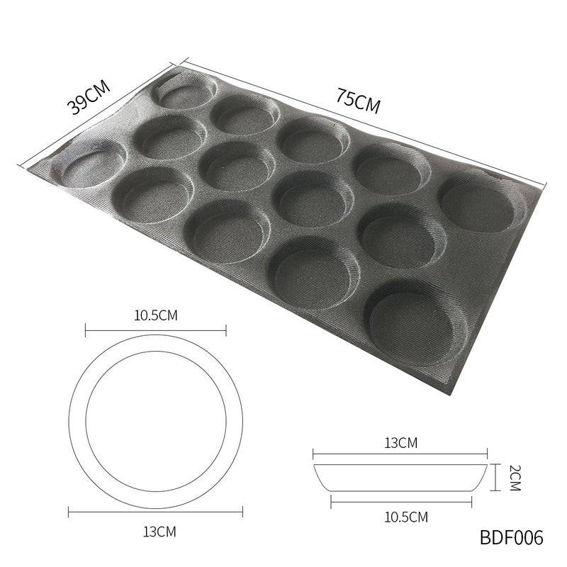 BLUE DROP Bluedrop Silicone Hamburger Bread Forms Perforated Silicone Bakery Molds Tartlets Pita Moulds Sheets Food Grade for Industrial Large Size - Image 2